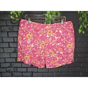 Lilly Pulitzer Womens Shorts Sz 10 Floral Nautical Shells Fish Pink Yellow EUC
